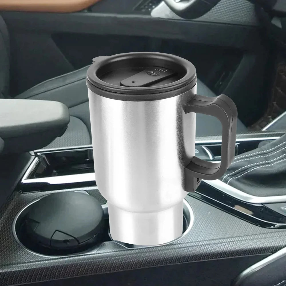 12V 450ml Electric Heating Car Kettle Water Coffee Milk Thermal Mug Camping Travel Kettle Stainless Steel Vehicle Heating Cup